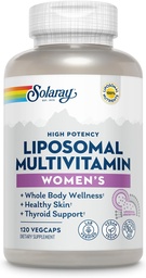 SOLARAY Liposomal Multivitamin für Frauen, Enhanced Absorption, Hohe Potenz w/Iron, Vitamin D, Vitamin C, B12, Biotin, CoQ10, Immununterstützung, Knochengesundheit, Vegan, 60 Servierungen, 120 VegCaps