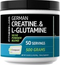 Fitness Labs Deutsch Kreatin und L-Glutamin | 1,1 lbs | Monohydrate und Creapure Powder | Vegan Fitness Supplement
