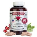 Kroeger Kräuter Produkte, Circu Flow, Hawthorn Ergänzung für Herzunterstützung, Tägliche Zirkulationsergänzung, fördert Herz-Kreislauf-Funktion mit Hawthorn Berry, Non-GMO, 270 Kapseln, Made in USA