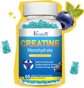 Kreatin Monohydrat-Gummi für Frauen und Männer, Sugar Free Vegan Creatine Ergänzung für Muskeln zu bauen, Energie und Stärke zu erhöhen, Blueberry Flavor, 60 Count