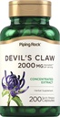 Piping Rock Devils Claw 2000mg | 200 capsule | Supplemento di erbe | Estratto concentrato | Non OGM, Gluten Free