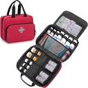 CURMIO Pill Bottle Organizer Tragbare Medizin Tasche, abschließbare verschreibungspflichtige Flasche Lagerung für Pillen Flaschen, Vitamine, medizinische Ergänzungen für Heimlagerung und Reise, Rot (Empty Medicine Bag)