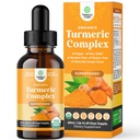Organic Turmeric Liquid Drops für Erwachsene - Kurkuma mit schwarzem Pfeffer, Cinnamon & Ginger Extract Liquid für Gelenkschmerzen, Mobilität & Entzündung - Curcumin Drops für Immununterstützung - 60ml (2oz)