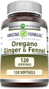 Erstaunliche Formeln Oregano Öl mit Ginger & Fennel Supplement | 120 Softgels | Non-GMO | Gluten-Free | Made in USA