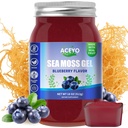 ACEYO (18 OZ) Irish Sea Moss Gel Organic Raw Vegan Blueberry Flavor 102 Vitamine und Mineralien Wild Harvested Non-GMO Immune Defense Booster Thyroid Digestive Support