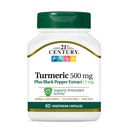 21st Century Turmeric 500 mg Plus Schwarz Pfeffer Extrakt Vegetarische Kapseln, 60 Graf