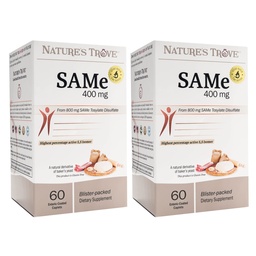 Nature's Trove SAM-e 400mg 120 Enteric Coated Caplets (2 Boxen von 60) - Vegan, Kosher, Non-GMO, Soy Free, Gluten Free - Stimmung und Joint Comfort - Cold Form Blister Packed