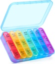 ASprink Pil Box 3 Mal pro Tag, Wöchentliche Pille Organizer 3 Mal pro Tag - Tägliche Pille Box 7 Tage Medizin Organizer, Große Pille Fall, Reise Pille Organizer (blau)