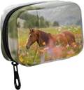 Fustylead Long Mane Horse in bunte Blume Feld Pille Organizer Fall mit Reißverschluss 2 Zeiten ein Tag für Vitamin und Ergänzung, 7 Tage Reise Organizer Medizin Fall