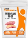 BulkSupplements.com Polvere di estratto di Yam Wild - da radice, supplemento di erbe, supplemento di Yam Wild - Gluten Free, 400mg per porzione, 500g (1.1 lbs) (Pack of 1)