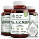 Natürliche Nutra keine Flush Niacin, Vitamin B3 Supplement, hilft Cardiovascular Health zu verbessern, hilft Haut Textur zu verbessern, fördert bessere Gehirnfunktion, hilft Energie Level 525 mg, 100 Kapseln