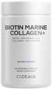 Codeage Biotin Marine Collagen Peptide - Wild gefangen Marine Collagen Typen I & III, Biotin, Vitamine C & E, Hyaluronsäure, Aminosäuren, Obst und Kräutermischung, Nicht-GVO - 120 Kapseln