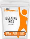 BulkSupplements.com Betaine HCl Powder - Betaine Hydrochlorid Supplement, Verdauungsunterstützung - Glutenfrei, 750mg pro Servierung, 500g (1.1 lbs) (Pack von 1)