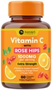 Vitamin C 1000mg Chewable Supplement - Extra Strength Immune Unterstützung Vitamin C Nahrungsergänzung mit Rose HIPS, Natur VitaminC Antioxidans Unterstützung, Natürlich, Vegan, Orange Flavor - 60 Tabletten