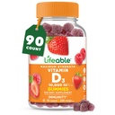 Lebensfähiges Vitamin D3 10000IU | Great Tasting Bone Strength Supplements | Vitamin D3 Gummis für Knochen Gesundheit | Vitamin D Gummis für Erwachsene, Männer, Frauen | 90 Gummis