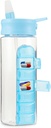 MARS WELLNESS 24 Unze Wasserflasche mit Schiebe-Kissen-Box, Tägliche Organizer - 7 Tage Medizin Halter, Einfache Ausrutschen Pillen Container, Popup-Stroh für Hydration
