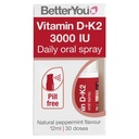 BetterYou D3000 und K2 Vitamin D Daily Oral Spray - Bequeme Alternative für Tablets - Unterstützt Knochengesundheit und Boost Immunsystem - Verhindert Blutgerinnung - Natürliche Pfefferminzflamme - 0.4 oz