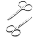 Gesichtshaar kleine Grooming Scheren für Männer Frauen - Augenbraue, Nasenhaar, Schnurrbart, Bart, Wimpern, Ohrenschneider Kit - gebogene und abgerundete Sicherheitstipps für Haarschnitt - 2PCS Silber