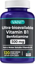 2 in 1 Verbesserte Formel: Vitamin B1 mit Benfotiamin 500mg, Fettlösliche Ergänzung von Vitamin B-1, 500 mg - 120 Kapseln (1)