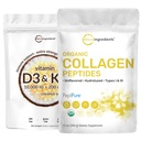 Micro-ingrédients Vitamine D3 10000 iu + K2 200 mcg Huile de noix de coco Softgels & Organic Collagen Peptides Powder Bundle 2 Pack