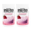 NaturesPlus SPIRU-TEIN, Erdbeere - 1.2 lbs, Paket von 2 - Pflanzenbasierter Proteinshake - Non-GMO, Vegetarisch, Glutenfrei - 32 Gesamt Servierungen