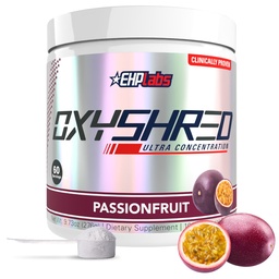 EHP Labs OxyShred Pre Workout Powder & Shredding Supplement - Preworkout Powder mit L Glutamine & Acetyl L Carnitin, Energy Boost Drink - Passionfruit, 60 Servierungen