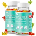 BIO VITALICA Sea Moss Gummis Elderberry BioVitalica - Vitamin C D + Zink - Irish Seamoss Vegan Gummy mit Sea Moss Gel & Powder für Immunität, Detox - für Erwachsene und Kinder (2Packs)