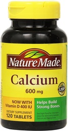 Natur Made Kalzium 600 mg mit Vitamin D3 für Immununterstützung, Tabletten, 60 Zähler, hilft Knochenfestigkeit (Pack von 3)
