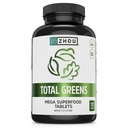 Zhou Total Greens - Super Greens Ergänzungen, Tägliche Veggie Pillen, Superfood Tabs, Gemüse Ergänzungen für Erwachsene, Vitamin Tabletten - 120 Tabletten