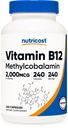 Nutricost Vitamin B12 (Methylcobalamin) 2000mcg, 240 Kapseln - Vegetarische Kapseln, Nicht-GVO, glutenfreies B12 Supplement