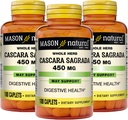 Mason Natural Cascara Sagrada 450 mg, Kräuterergänzung für normale Verdauungsfunktion Unterstützung, 100 Caplets (Pack mit 3)