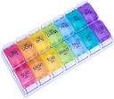 7 Tage PM Pill Organizer, Moisture-Proof Design und große Komponenten, um Vitamine zu halten,Fish Oil, Ergänzungen, Wöchentliche Pillen Box/Cases, Tägliche Medizin Spender (14 Kompartments Keine Alarm)