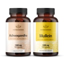 HERBAMAMA Ashwagandha und Mullein Kit - Bundle von 1500 mg Ashwagandha Root & 1200 mg Mullein Leaf Capsules 100 Caps - Vegan, Non-GMO, Sugar & Alcohol-Free - 2 Pack