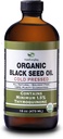 Huile de graine noire biologique - Bouteille de verre pressée à froid certifiée USDA Plus de 1,5% Thymoquinone 3X résistance Cumin noir turc Nigella Sativa non-OGM 100% huile de grain noir pur (32oz verre (2X16) bouteille)