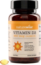 NatureWise Vitamin D3 10.000IU (250 mcg) 30-Tage-Versorgung - Hohe Potenz für gesunde Immununterstützung & Muskelfunktion, Non-GMO, Gluten-Free in Organic Extra Olive Virgin Oil, (Mini Softgel), 30 Count