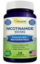 aSquared Nutrition Nicotinamide mit Resveratrol - 120 Veggie Kapseln - Vitamin B3 500mg (Niacinamid Flush Free) - Ergänzung Pillen zur Unterstützung von NAD, Hautzellengesundheit & Energie