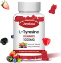 L Tyrosine Gummies 1000mg,L-Theanine Supplement Gummy 200mg,Sugar Free L-Tyrosine mit Vitamin B6 Energy Supplements für Erwachsene & Kinder - Vegan(60 Count)