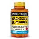 MASON NATURAL Magnesium & Vitamin D3 mit Kurkuma, 60 Tage Nahrungsergänzung mit 500 mg Magnesium, 3000 IU Vitamin D3, und 150 mg Kurkuma