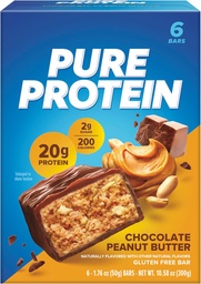 Pure Protein Bars, High Protein, Nutritious Snacks, um Energie zu unterstützen, Low Sugar, Glutenfrei, Schokolade Peanut Butter, 1.76 Oz (Pack von 6)