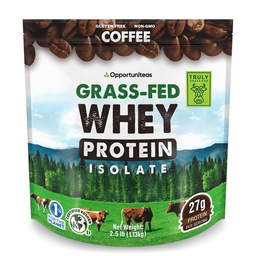 Opportuniteas Café de fer à l'herbe Poudre Isolée aux protéines - 27g Poudre aux protéines sans édulcorants artificiels, vaches sans hormones, non OGM - 2,5lb