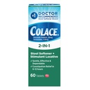 Colace 2-In-1 Hocker Softener Plus Stimulant Laxative für gentle Effective Constipation Relief, Docusate Sodium Plus Sennosides, 60 Count