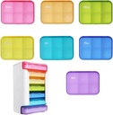 7 Stück Set Pill Organizer 6 Mal pro Tag, Wöchentliche Pille Fall, Pill Organizer mit Etiketten, Reise Pillenspender 7 Tag mit 42 Copartments für Medikamente/Vitamin/Fish Oil/Supplements - Rainbow Colors
