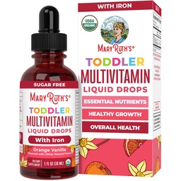 MaryRuth Organics CoComelon Kleinkind Kinder Multivitamin mit Eisen | Immununterstützung | Kleinkind Vitamine | USDA Organic | Sugar Free | Multivitamin Flüssigkeitstropfen für Kinder Alter 1-3 | Vegan | 1 Fl Oz
