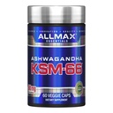 ALLMAX Essentials Ashwagandha KSM-66 (60 Veggie Caps) - Erhöhung der Muskelkraft und Erholung - Non-GMO, Glutenfrei - 30 Servietten