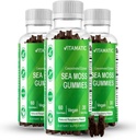 Vitamatic 3 Pack Irish Sea Moss Gummies- 3000mg Äquivalent Per Serving (aus Extrakt 132.5 mg) - 60 Ct - Made with Bladderwrack & Burdock Root - Seamoss Supplement für Schilddrüse, Energie, Immununterstützung