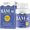 1200 MG SAM e Beilage für Brain, Mood, Gelenk und Leber, Hohe Absorption SAM-e (S-Adenosyl-L-Methionin) mit CoQ10, 5-HTP, Enteric Coated 60 Tablets, Vegan