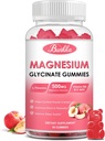 Magnesium-Glycinat-Gummien - Zuckerfrei, Magnesium-Komplex-Kalium-Ergänzung mit Kalium, VitaminD, B6 für Kalm, Schlaf & Stress-Relief für Erwachsene - 60 Peach-Gummien