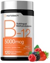 Horbäach B12 Vitamin 5000 mcg | 120 Fast Dissolve Tablets | Sublingual Methylcobalamin | Vegetarisch, Non-GMO & Gluten kostenlose Ergänzung