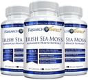 Forschung Verified Irish Sea Moss - Bladderwrack, Burdock, BioPerine - Rich in Prebiotics - Boost Immunity, Aid Digestion - 180 Kapseln - Vegan - Made in USA