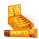 Misfits Vegan Protein Bars, Peanut Butter Fudge - Aktualisierte Rezept | Pflanzenbasiert, Low Sugar & Carb, High Fiber Snacks | Paket von 15